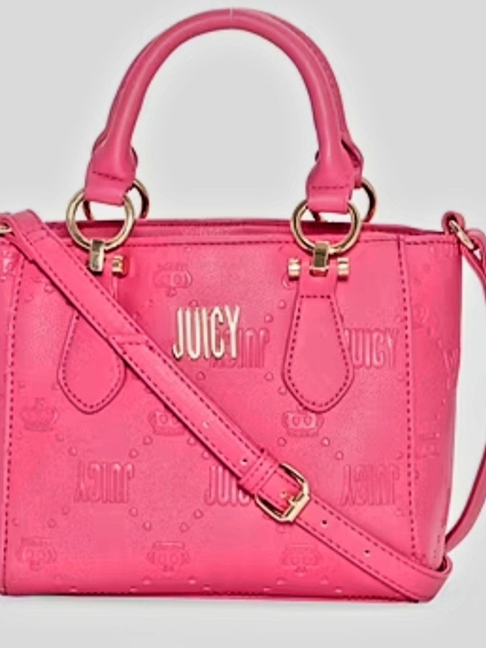 NWT Juicy Couture Bright Pink Logo Embossed Satchel